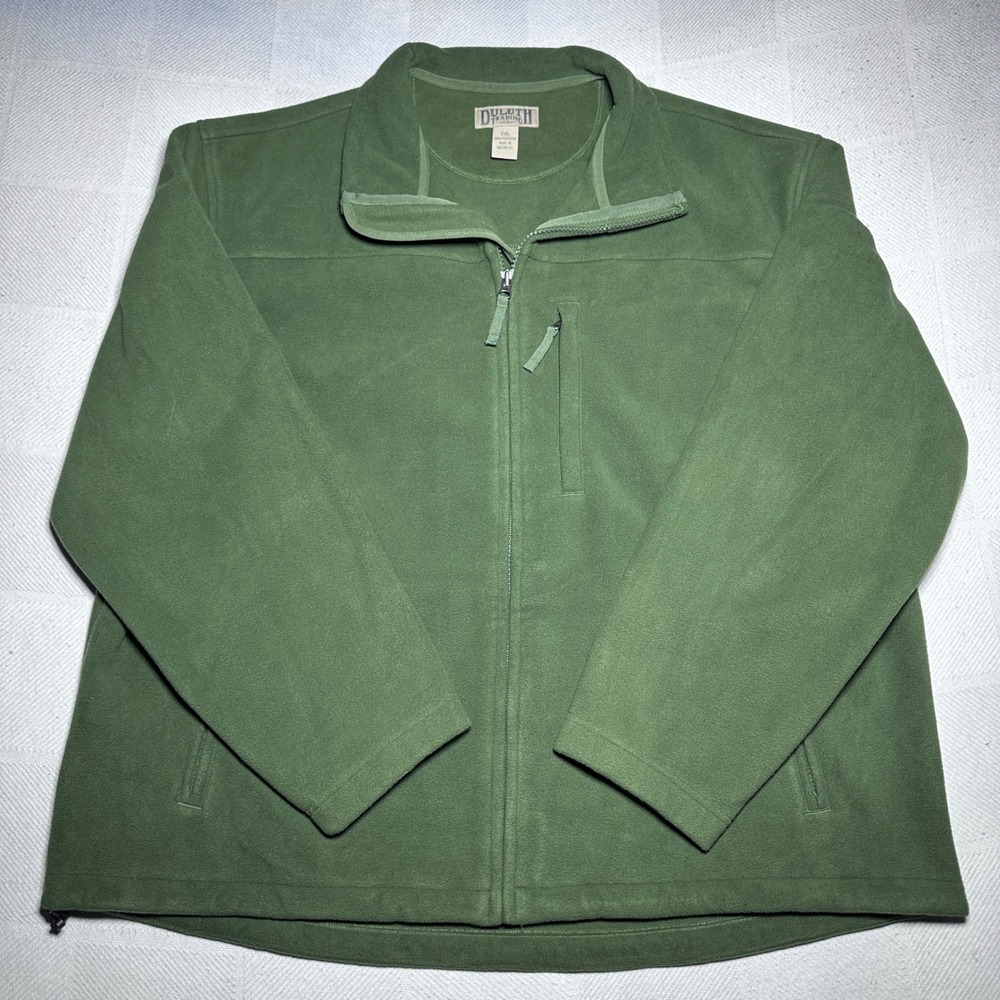 Duluth Trading Shoreman Fleece Windproof Jacket Mens 2XL Full Zip Pockets Green
